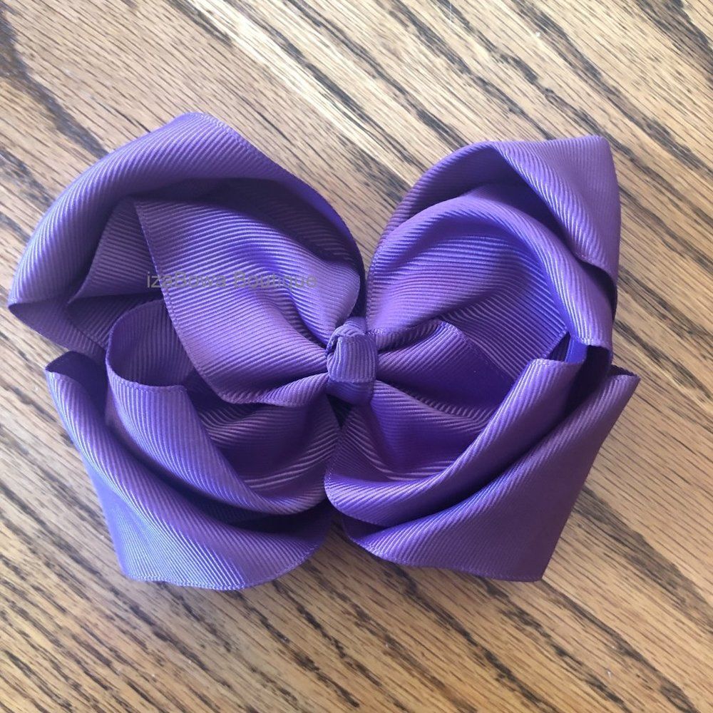 Amethyst 6" Double Stacked Boutique Bows (2) HANDCRAFTED  5B1993  NWT